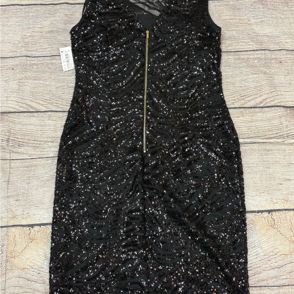 Calvin Klein Black and Purple Sequin Midi Dress - Picture 2 of 4